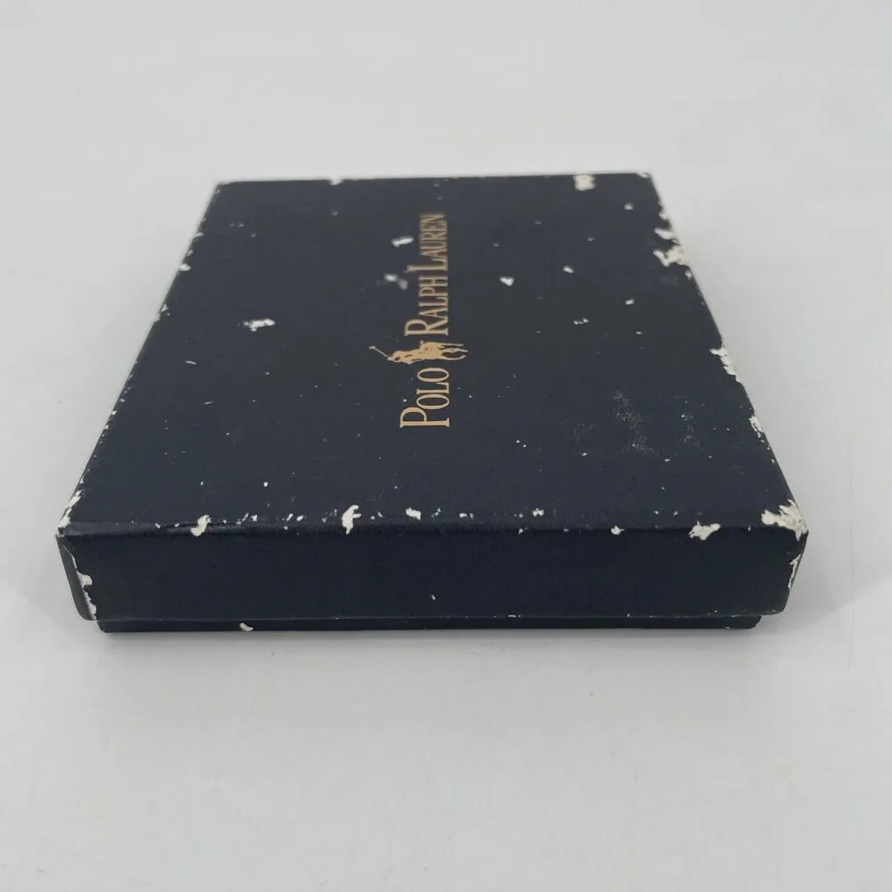Polo Ralph Lauren CATALINA Pass Case Black Pebbled Leather Bifold Wallet NEW
